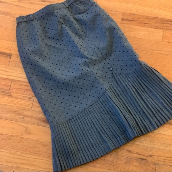 Vintage Dresses & Skirts - Vintage Charcoal Polka Dot Midi Skirt